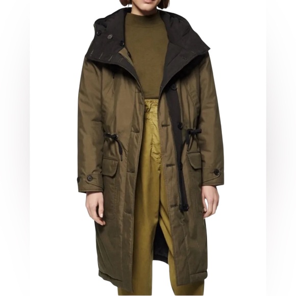 ANDREW MARC REVERSIBLE PARKA COAT QUILTED HOODED WENONAH WOMEN GREEN/BLACK SMALL - Picture 7 of 16